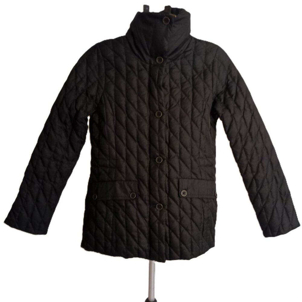 Eddie Bauer Premium Goose Down Coat Black 4 Pocket Women’s XS